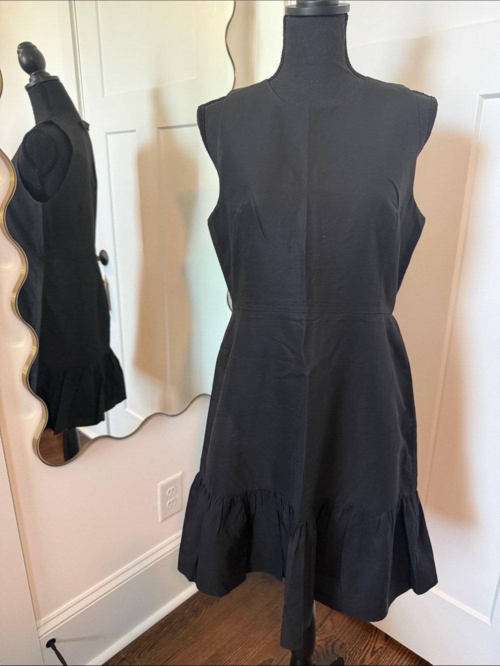 J. Crew Black Sleeveless Ruffle-Hem Mini Dress